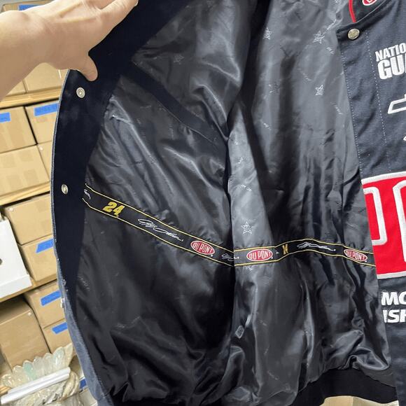 Jeff Hamilton NASCAR Jacket Mens 2XL XXL Black 24 Jeff Gordon Flames VINTAGE - Picture 14 of 15